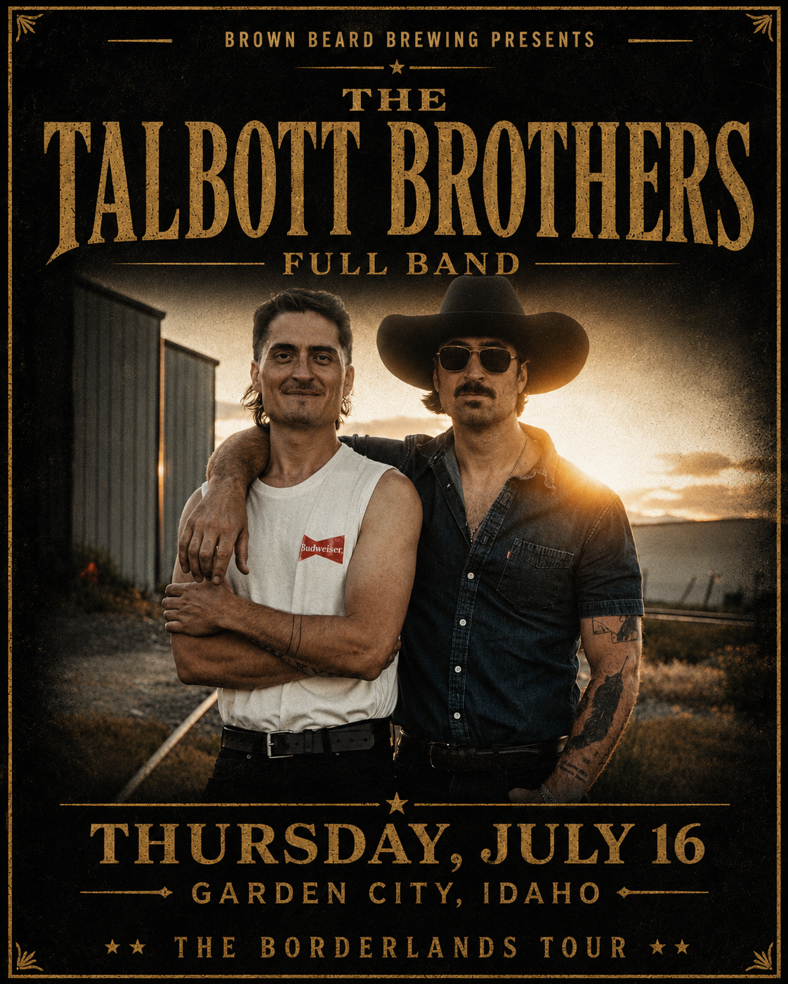 Concert flyer for The Talbott Brothers full band at Brown Beard Brewing on Thursday, July 16